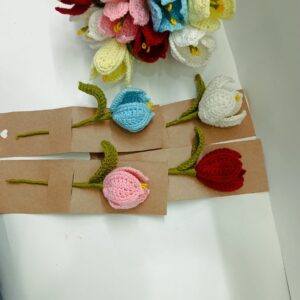Handmade Crochet Lilly Flower Sticks & Mini Bouquet – Custom Colors Available | Everlasting Floral Gift